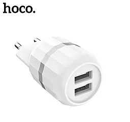 Сетевое зарядное устройство Hoco C41A Wisdom 2USB + micro USB Cable White - миниатюра 4