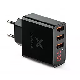 Сетевое зарядное устройство Vinga 17w 3xUSB-A ports charger black (VWCAAADBK)