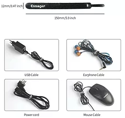 Організатор для кабелів Essager Cable Organizer Earphone Cord Management Holder Clip 30 шт Black (EXD-KBD01) - мініатюра 4