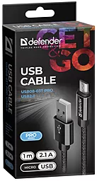 Кабель Defender USB08-03T PRO USB-A - micro USB 10.5w 1м cable Black (87474) - мініатюра 3 Кабель Defender USB08-03T PRO USB-A - micro USB 10.5w 1м cable Black (87474) - мініатюра 3
