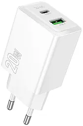 Сетевое зарядное устройство Hoco N69 Nuevo 20w PD USB-C/USB-A ports charger white - фото Сетевое зарядное устройство Hoco N69 Nuevo 20w PD USB-C/USB-A ports charger white
