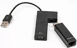 USB хаб Viewcon 2xUSB 2.0, 1xRJ-45 100Mb (VE450B) Black - миниатюра 2