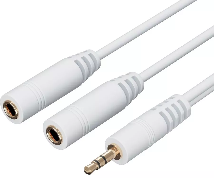 Аудио разветвитель TCOM mini Jack 3.5mm M/2xF white - фото 2