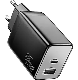 Мережевий зарядний пристрій Essager 45w Gan PD USB-C/USB-A ports charger black (ECT45W-LJB01-Z) - фото Мережевий зарядний пристрій Essager 45w Gan PD USB-C/USB-A ports charger black (ECT45W-LJB01-Z)