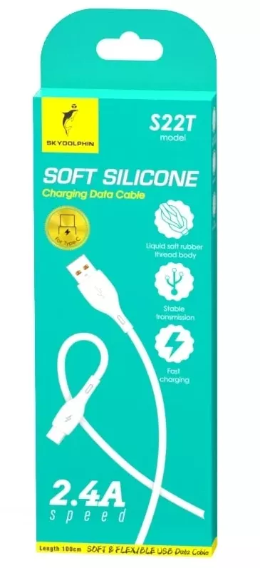 Кабель SkyDolphin S22T Soft Silicone USB-A - Type-C 12w 2.4a 1м cable White - фото 3
