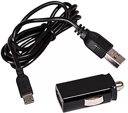 Автомобильное зарядное устройство Global 2.1A Global MSH-SC-031 USB-A + microUSB Cable Black (1283126445767) - миниатюра 4