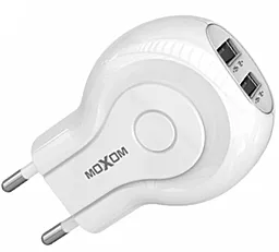 Сетевое зарядное устройство Moxom MX-HC01 2.4a 2xUSB-A ports charger + Lightning cable white - фото Сетевое зарядное устройство Moxom MX-HC01 2.4a 2xUSB-A ports charger + Lightning cable white