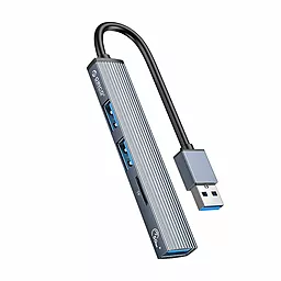 USB хаб (концентратор) Orico USB3.0 2xUSB2.0 Cardreader TF Gray (AH-A12F-GY-BP)