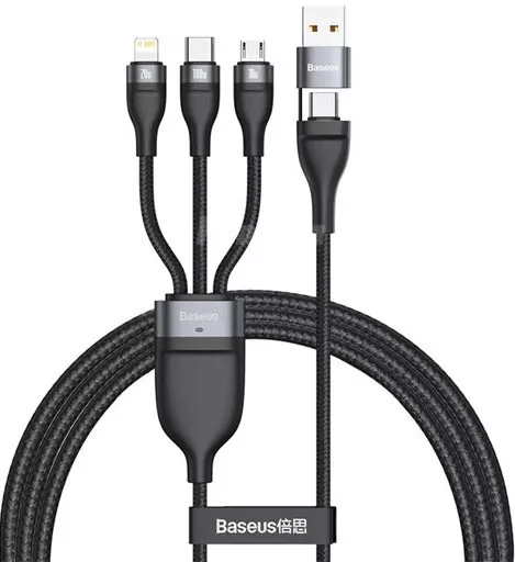 Універсальний кабель Baseus Flash 6-in-1 USB-A/Type-C to Type-C/Lightning/micro USB 100w 5a 1.2м PD сable Black (CA2T3-G1) - фото 1