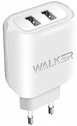 Сетевое зарядное устройство Walker WH-27 2.1a 2xUSB-A ports charger + micro USB cable white