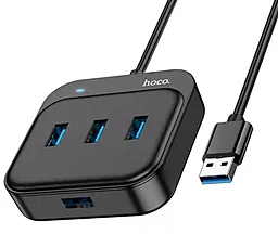 USB-A хаб Hoco HB31 Easy 4-in-1 4xUSB3.0 1.2m Hub black