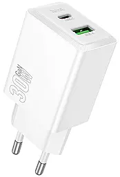 Сетевое зарядное устройство Hoco N71 Nuevo 30w PD USB-C/USB-A ports charger White