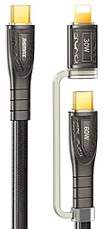 Універсальний кабель Remax RC-C165 2-in-1 USB Type-C to Type-C/Lightning 60w 3a 1.2м PD cable Black