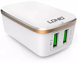 Мережевий зарядний пристрій LDNio A2204 з кабелем Micro USB White (DL-A2204)