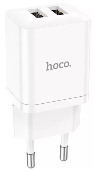 Сетевое зарядное устройство Hoco N25 2.1a 2xUSB-A ports charger white - фото 1