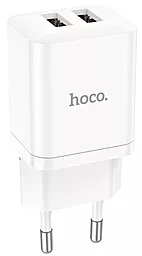 Сетевое зарядное устройство Hoco N25 2.1a 2xUSB-A ports charger white - фото Сетевое зарядное устройство Hoco N25 2.1a 2xUSB-A ports charger white