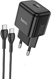 Сетевое зарядное устройство Hoco N32 Glory 30W PD USB-C + USB-C-C Cable Black