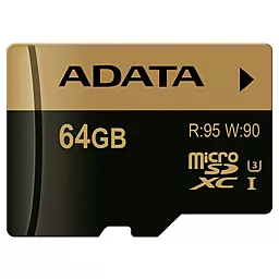 Карта памяти ADATA microSDXC 64GB XPG Class 10 UHS-I U3 (AUSDX64GXUI3-R)