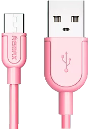 Кабель Remax Souffle USB-A - micro USB 12w 2.4a 1м cable Pink (RC-031m) - фото 1