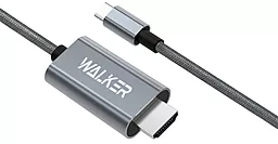 Видеокабель WHD-57 USB Type-C - HDMI v1.4 4k 30hz 2m gray Walker - фото Видеокабель WHD-57 USB Type-C - HDMI v1.4 4k 30hz 2m gray Walker