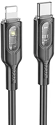 Кабель USB PD Hoco U120 Transparent + intelligent power-off 27w 3a 1.2m Type-C - Lightning cable black