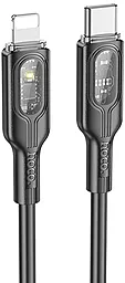 Кабель Hoco U120 Transparent + intelligent power-off USB Type-C - Lightning 27w 3a 1.2м PD сable Black - фото Кабель Hoco U120 Transparent + intelligent power-off USB Type-C - Lightning 27w 3a 1.2м PD сable Black