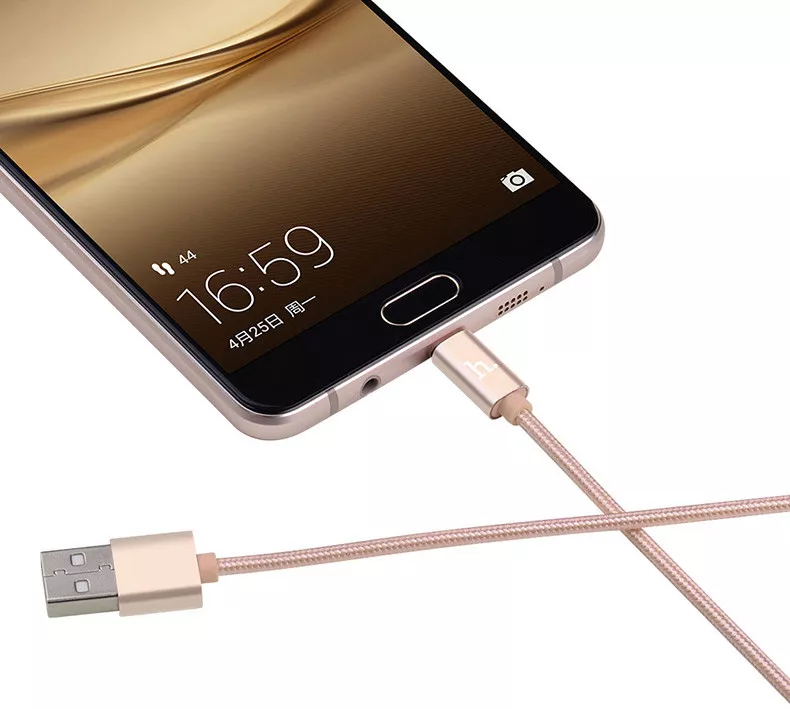 Кабель Hoco X2 Rapid Braided USB-A - micro USB 12w 2.4a 1м cable Gold - фото 3