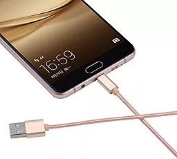 Кабель Hoco X2 Rapid Braided USB-A - micro USB 12w 2.4a 1м cable Gold - мініатюра 3 Кабель Hoco X2 Rapid Braided USB-A - micro USB 12w 2.4a 1м cable Gold - мініатюра 3