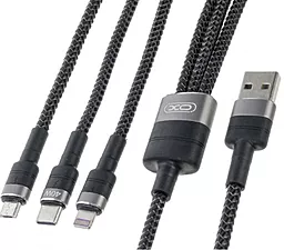 Кабель USB XO NB-Q191 40w 4a 3-in-1 USB to Type-C/Lightning/micro USB cable black - миниатюра 2