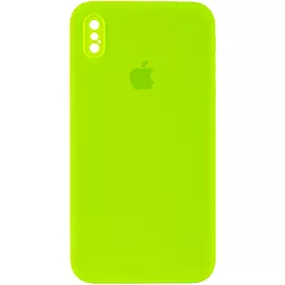Чохол Silicone Case Full Camera Square для Apple iPhone X, iPhone XS Neon green