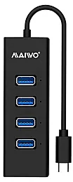 USB Type-C хаб Maiwo 4xUSB 3.0 0.15см Black (KH304C) - мініатюра 3