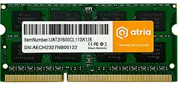 Оперативна пам'ять для ноутбука ATRIA 8 GB SO-DIMM DDR3 1600 MHz (UAT31600CL11SK1/8)