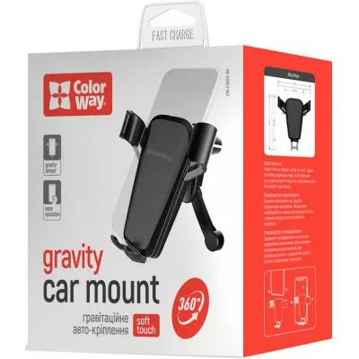 Тримач ColorWay Soft Touch Gravity Holder Black (CW-CHG03-BK) - фото 5
