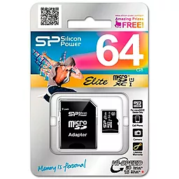 Карта пам'яті Silicon Power microSDXC 64GB Elite Class 10 UHS-I U1 + SD-адаптер (SP064GBSTXBU1V10SP) - фото Карта пам'яті Silicon Power microSDXC 64GB Elite Class 10 UHS-I U1 + SD-адаптер (SP064GBSTXBU1V10SP)