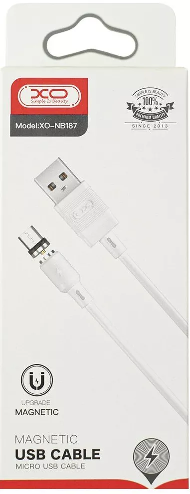 Кабель XO NB187 Magnetic USB-A - micro USB 10.5w 1м cable White - фото 2