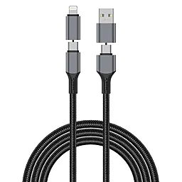 Кабель WIWU Raptor Pro 4-in-1 USB-A/Type-C to Type-C/Lightning 240w 5a 1м PD cable Black - фото Кабель WIWU Raptor Pro 4-in-1 USB-A/Type-C to Type-C/Lightning 240w 5a 1м PD cable Black