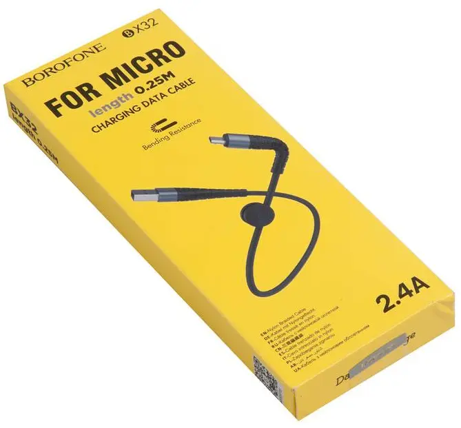 Кабель Borofone BX32 Munificent USB-A - micro USB 12w 2.4a 0.25м cable Black - фото 6