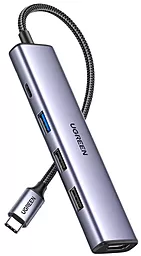 Мультипортовый USB Type-C хаб Ugreen 5-in-1 gray (15495) - фото Мультипортовый USB Type-C хаб Ugreen 5-in-1 gray (15495)