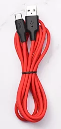 Кабель USB Hoco X21 Plus Silicone USB Type-C Red - миниатюра 3
