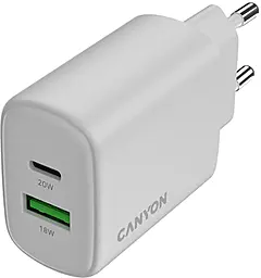 Сетевое зарядное устройство Canyon OnCharge 200 20w PD USB-C/USB-A ports charger white (CNE-CHA200-21) - фото Сетевое зарядное устройство Canyon OnCharge 200 20w PD USB-C/USB-A ports charger white (CNE-CHA200-21)