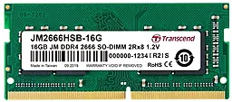 Оперативна пам'ять для ноутбука Transcend JetRam SO-DIMM DDR4 16 GB 2666Mhz (JM2666HSE-16G)