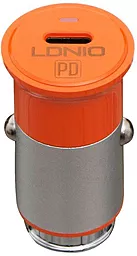 Автомобильное зарядное устройство с быстрой зарядкой LDNio C61C 18w PD USB-C car charger orange/steel
