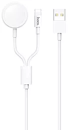USB PD Кабель Hoco U69 Portable 2-in-1 USB to Lightning + Apple Watch Wireless Charger cable white