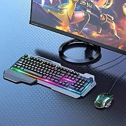 Комплект (клавиатура+мышка) Hoco GM12 Light And Shadow RGB Gaming Black - миниатюра 7