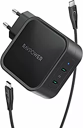 Сетевое зарядное устройство RavPower Pioneer PD 90W + USB C-C Cable Black (RP-PC128)