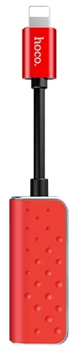 Аудио-переходник Hoco LS12 Dual Lightning red - фото 2