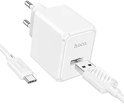 Мережевий зарядний пристрій Hoco CS11A 2.1a home charger + USB to Type-C cable white