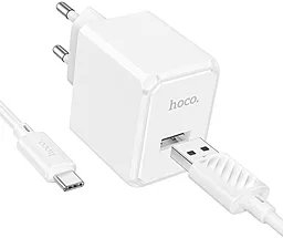 Сетевое зарядное устройство Hoco CS11A 2.1a home charger + USB-C cable white - фото Сетевое зарядное устройство Hoco CS11A 2.1a home charger + USB-C cable white