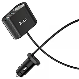 Автомобільний зарядний пристрій з перехідником прикурювача Hoco Z35A Companheiro 3 USB Black