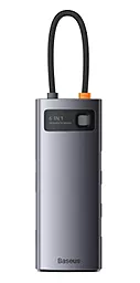 Мультипортовый USB Type-C хаб Baseus Metal Gleam Series 6-in-1 Hub gray (WKWG030213) - миниатюра 2